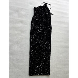 NWT Fashion Nova Women 2x Black Forever Shining Sequin Maxi Dress Formal Elegant